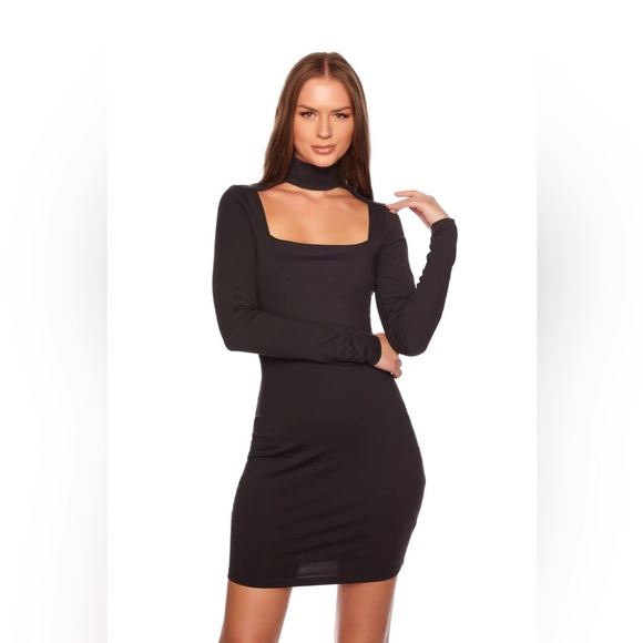 Susana Monaco NWT Open Front Mock Dress in Onyx (Black)(A07) - Picture 1 of 6